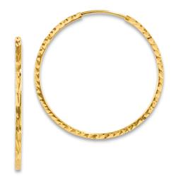 Gold Classics(tm) 30mm. 14kt Diamond Cut Square Tube Earrings
