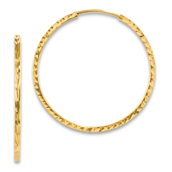 Gold Classics&#40;tm&#41; 30mm. 14kt Diamond Cut Square Tube Earrings - image 