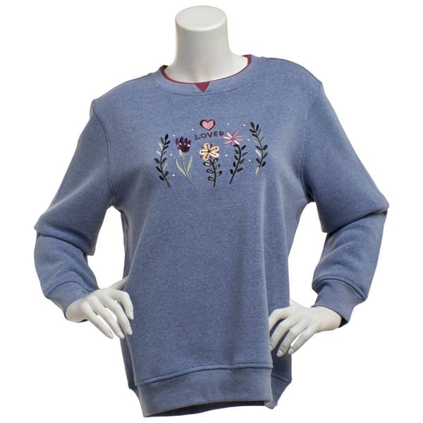 Womens Hasting & Smith Loved Embroidered Fleece Sweatshirt - image 