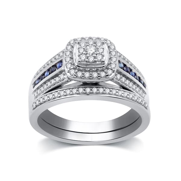 Nova Star(R) Sterling Silver 3/8ctw. Lab Diamond Wedding Set - image 