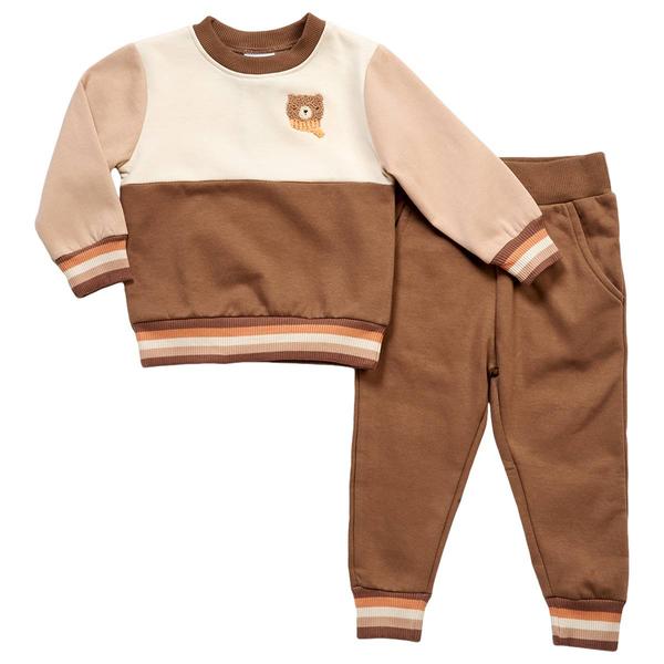 Baby Boy (12-24M) bon bebe(R) Bear Applique & Color Block Pants Set - image 