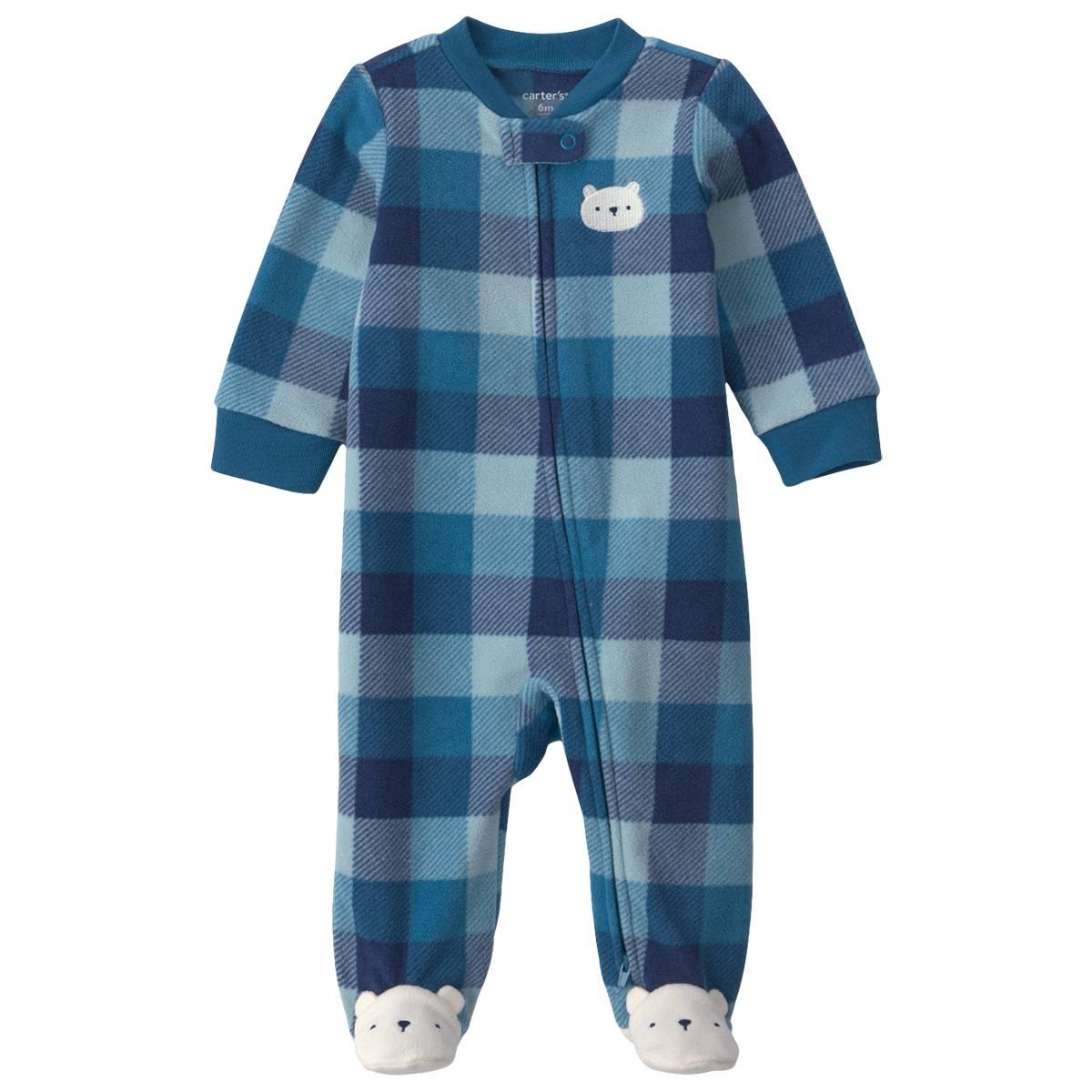 Baby Boy (NB-9M) Carter''s(R) Bear Plaid Zip Sleep & Play Pajamas