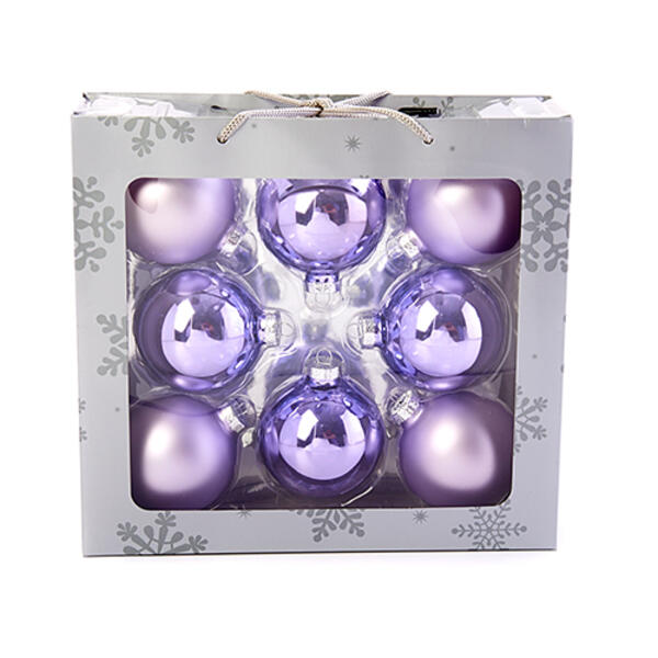 8ct. 2.6in. Solid Glass Ball Ornament - Lavender - image 
