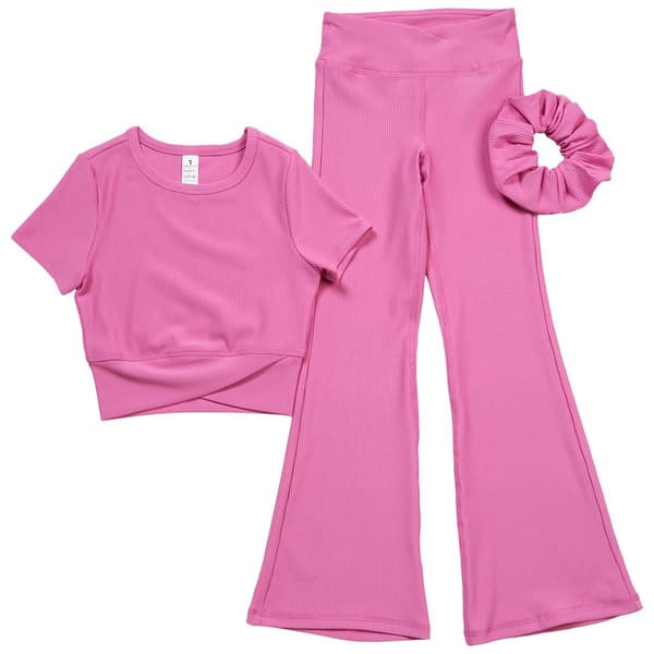Girls (7-14) 90 Degree by Reflex Top w/ Crossover Flared Pants - image 