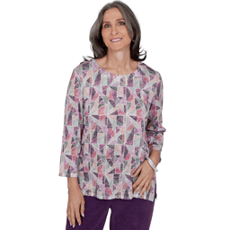 Womens Alfred Dunner Vail Stained Glass Geometric Blouse