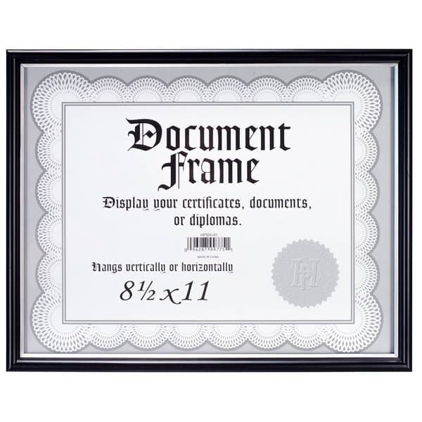 Malden Black w/ Silver Certificate Frame - 8.5 x 11