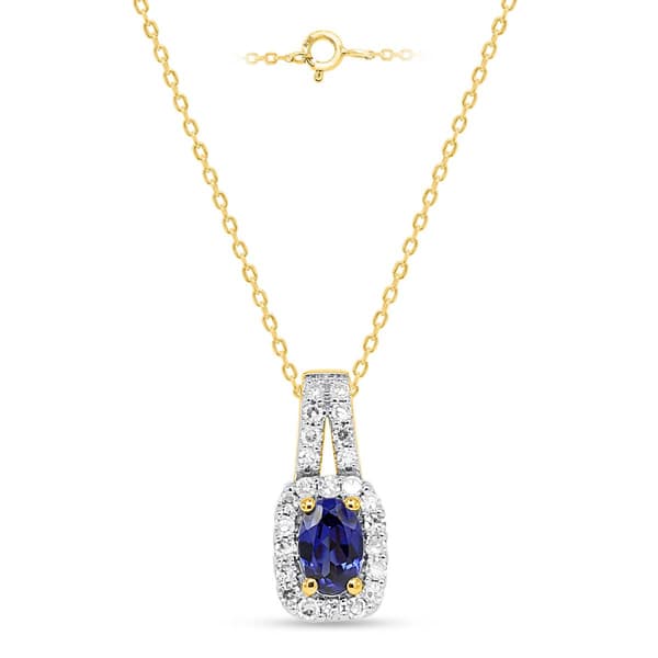 Gemstone Classics(tm) Created Sapphire Lab Grown Diamond Pendant - image 