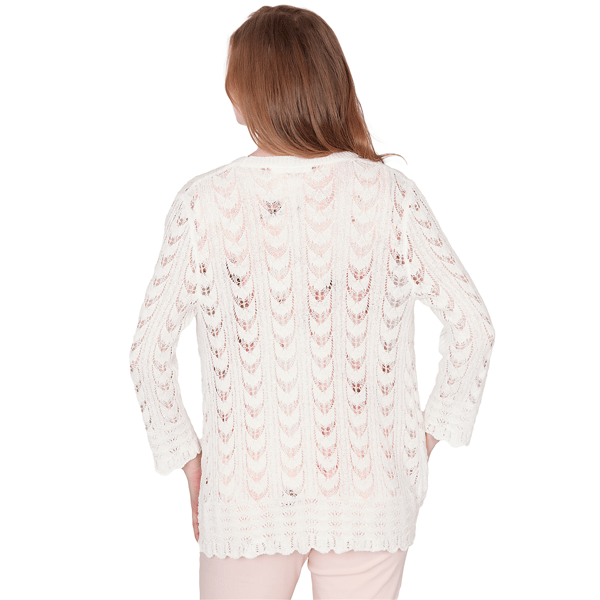 Womens Emaline Enchanted Bloom 3/4 Sleeve Pointelle Cardigan