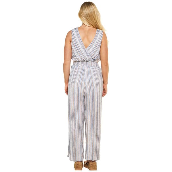 Juniors A. Byer Sleeveless Smocked Waist Stripe Jumpsuit