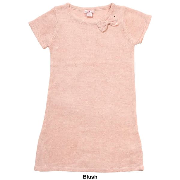 Girls &#40;7-16&#41; Pink Angel Bow Lurex Sweater Dress