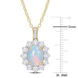 Sophia B Yellow Gold Plated Ethiopian Opal & White Topaz Pendant