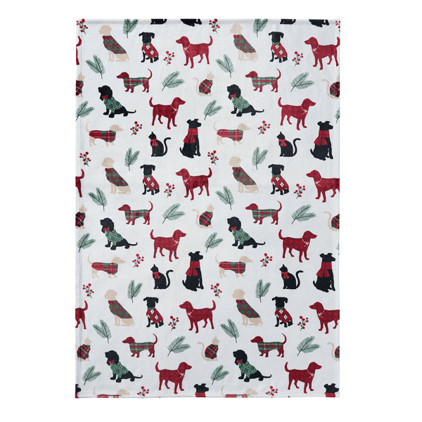 Hallmark Holiday Pets Plush Throw Blanket