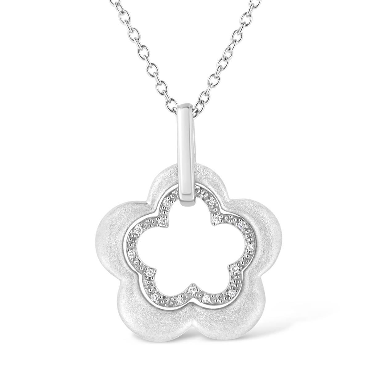 Haus of Brilliance Diamond Double Flower Shape Pendant