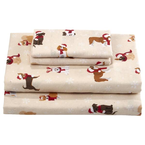 Ashley Cooper&#40;tm&#41; Holiday Pooch Flannel Sheet Set - image 