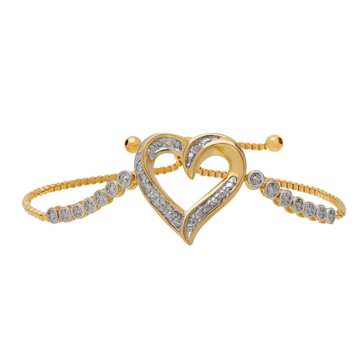 Gianni Argento Gold Diamond Accent Heart Adjustable Bracelet