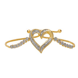 Gold Plated Diamond Accent Heart Adjustable Bracelet