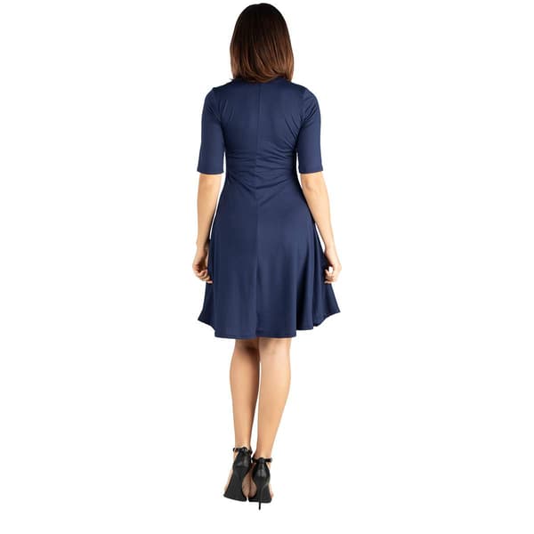 Womens 24/7 Comfort Apparel Elbow Sleeve A-Line Knee Length Dress