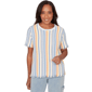 Womens Alfred Dunner Out Of The Blue Textured Fringe Stripe Tee - image 1