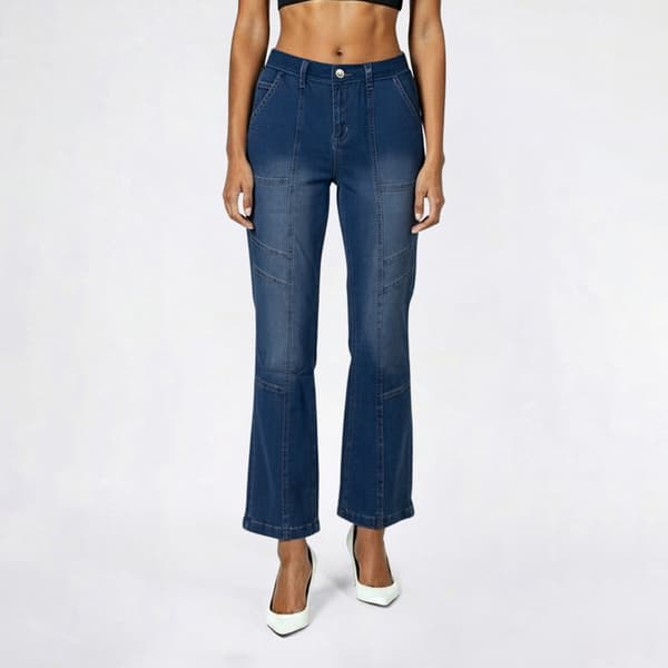 Juniors No Comment High Rise Porkchop Pocket Seamed Straight Leg - image 