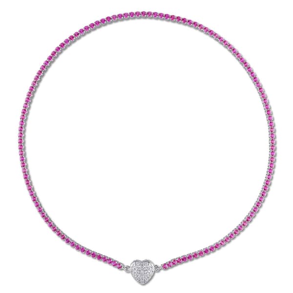 Sophia B Created Pink Sapphire & White Sapphire Collar Necklace