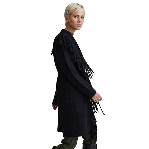 Womens NVLT Wrap Front Coatigan with Fringe