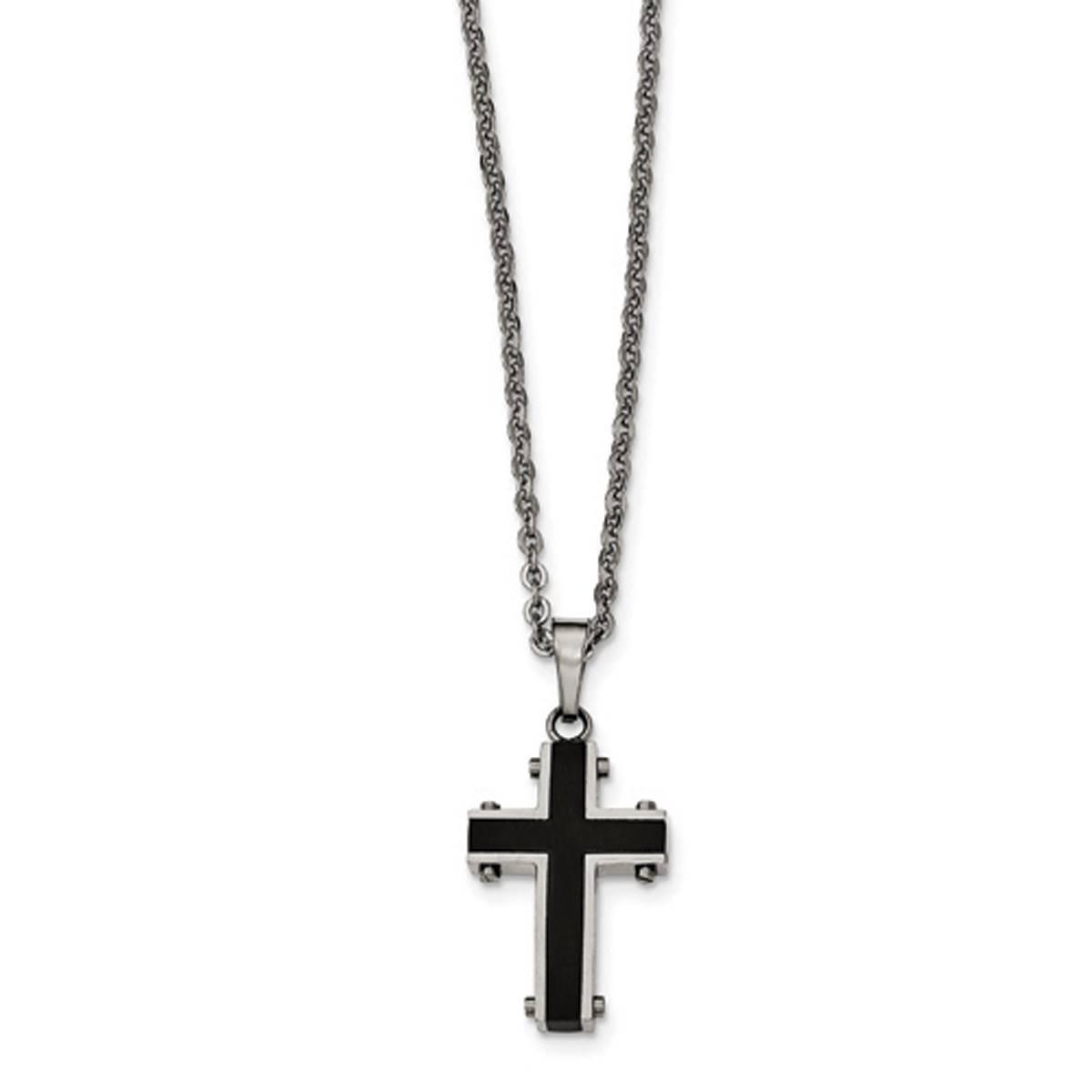 Mens Gentlemens Classics™ Polished Black Plated Cross...