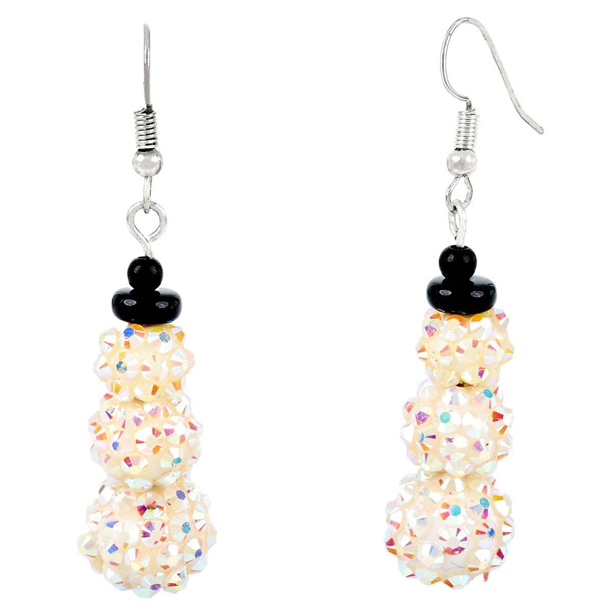 Silver-Plated Snowman Ball Drop Earrings