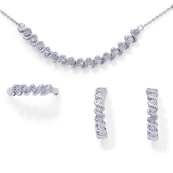 Gianni Argento Silver Plated 1/10ctw. Necklace and Earrings Set - image 