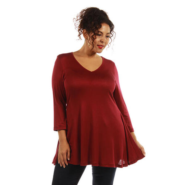 Plus Size 24/7 Comfort Apparel V-Neck Tunic Top - image 