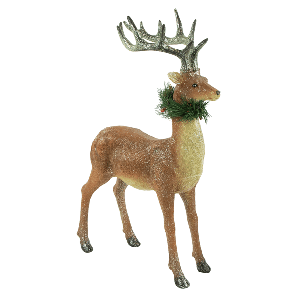 Northlight Standing Glittered Christmas Reindeer with Neck Wreath