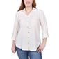 Womens NY Collection 3/4 Roll Sleeve Airflow Casual Button Down - image 1