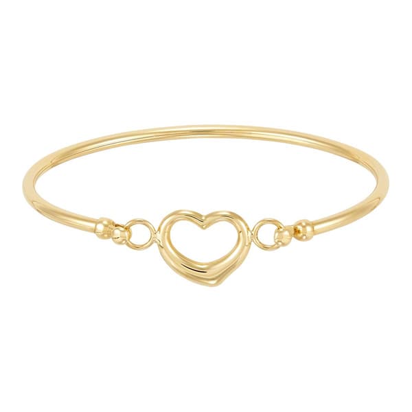 Gold Classics&#40;tm&#41; 10kt.Yellow Gold Heart Center Flex Bangle Bracelet