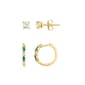 Gold over Silver Crystal Stud & Huggie Earring Set - image 1
