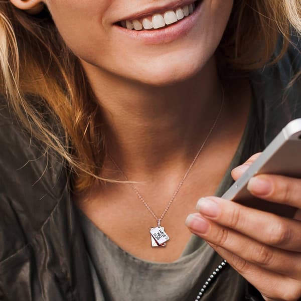 Sophia B White Pink Silver 0.04ct. Diamond Accent Message Pendant