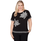 Womens Alfred Dunner Crowd Pleaser Flower Sequin Lace Border Tee - image 1