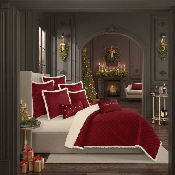J. Queen New York Casey Sherpa Crimson Euro Quilted Sham