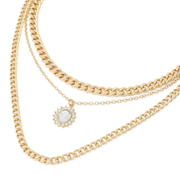 Steve Madden Stone Gem Charm Layered Necklace