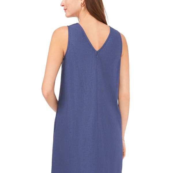 Womens MSK Sleeveless V-Neck Linen Shift Dress with Pocket