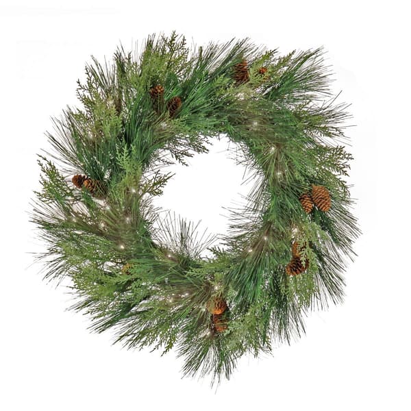National Tree 28in. Black Tie Xmas Needles & Cedar Wreath - image 