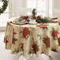 Threadmade Festive Poinsettia Holiday Fabric Tablecloth - image 5