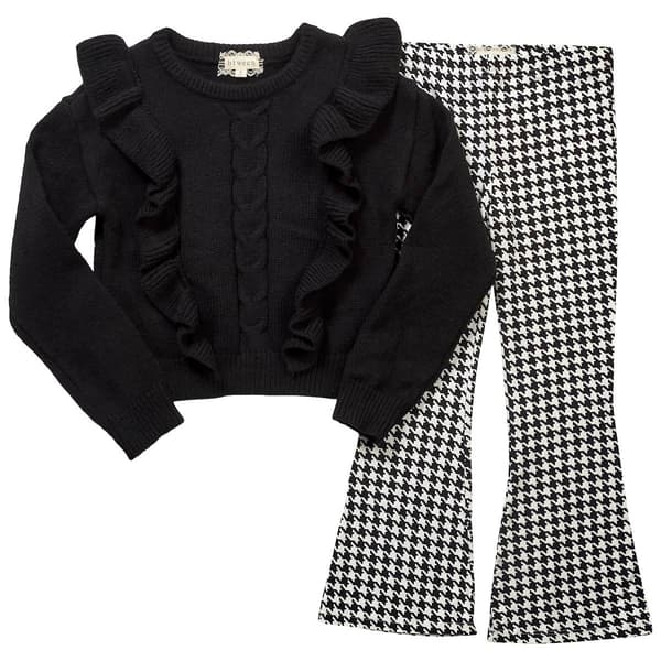 Girls &#40;7-12&#41; BTween&#40;R&#41; Front Ruffle Ribbed Sweater & Flare Leggings - image 