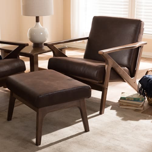 Baxton Studio Bianca Faux Leather Arm Chair and Ottoman Set