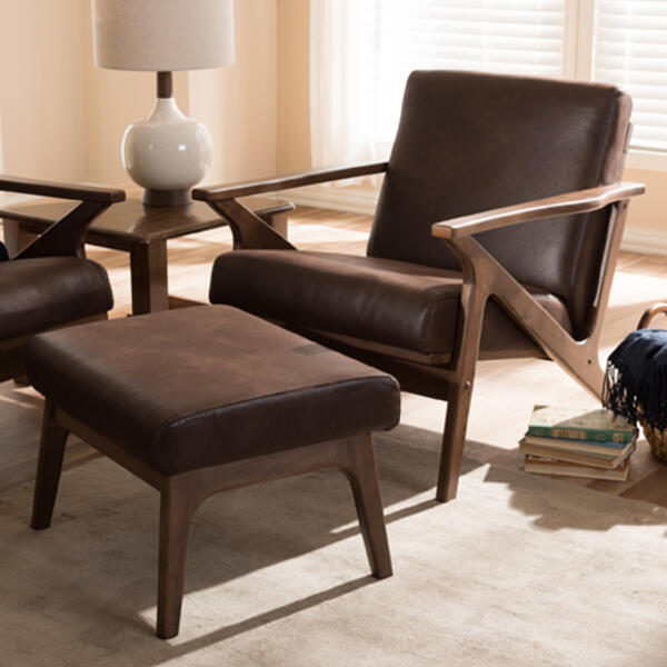 Baxton Studio Bianca Faux Leather Arm Chair and Ottoman Set - image 