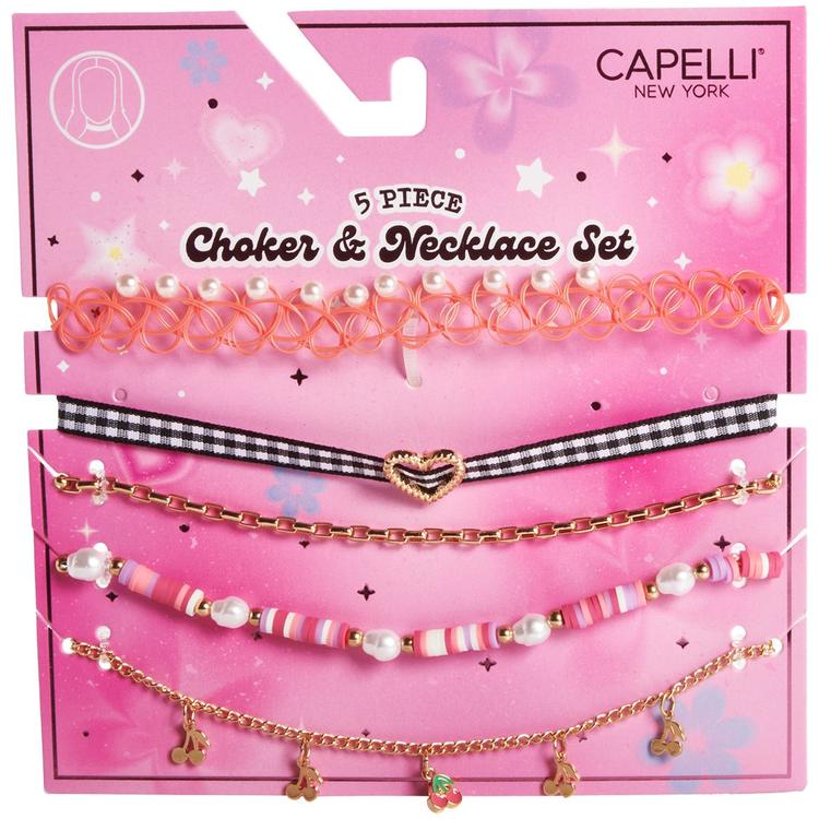 Girls Capelli(R) New York 5pc. Layered Choker & Mixed Necklace Set