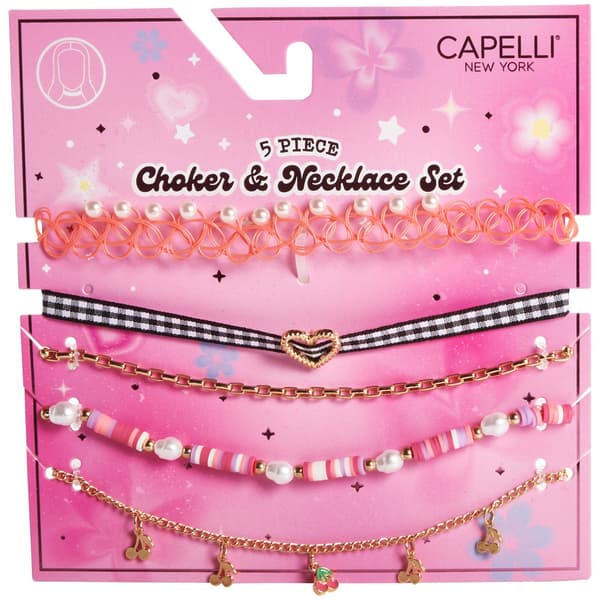 Girls Capelli(R) New York 5pc. Layered Choker & Mixed Necklace Set