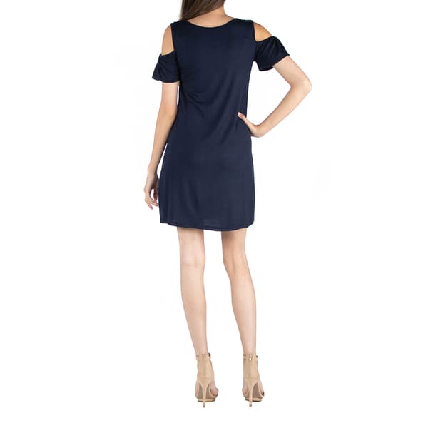 Womens 24/7 Comfort Apparel Open Shoulder Mini A-Line Dress