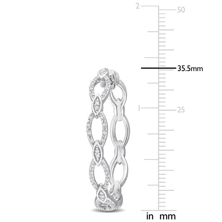 Sophia B 1/4ctw. Woven Silver Diamond Hoop Earrings