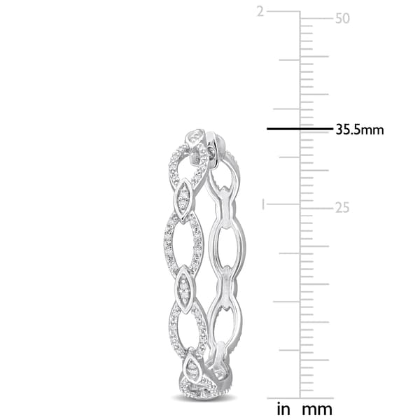 Sophia B 1/4ctw. Woven Silver Diamond Hoop Earrings