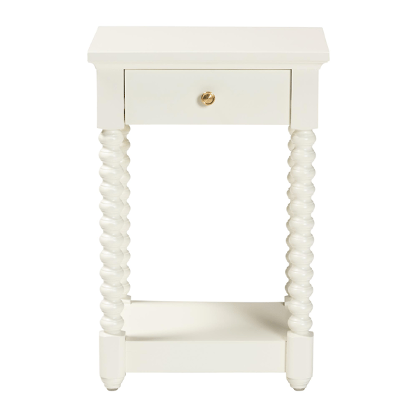 Baxton Studio Terentia Nightstand with Bobbin Legs