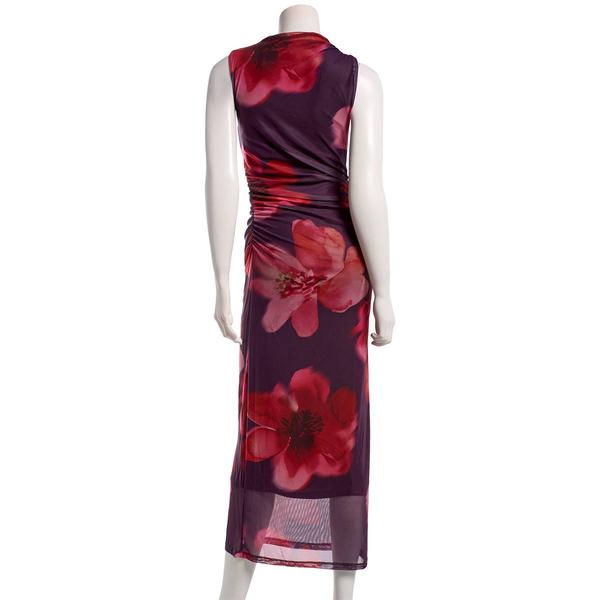 Juniors Madden Girl Mesh Funnel Neck Midi Dress - Purple